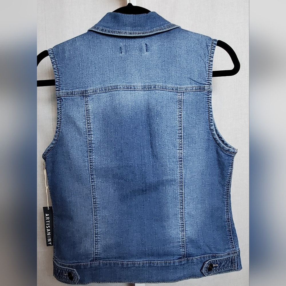 NWT ARTISAN NY Womens Stonewashed denim vest Size M - Picture 2 of 7